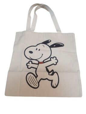 Peanuts -ECO Friendly, NWT Snoopy Running in for a Hug, Beige Canvas Tote Bag